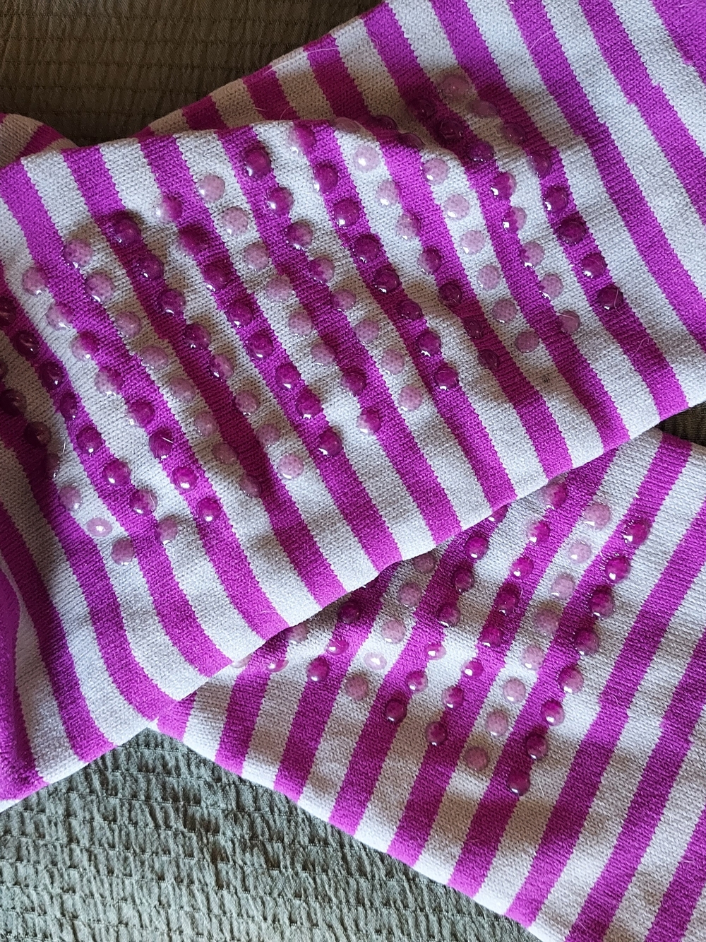 Striped Yoga Non-Slip Socks in Pink and Gray